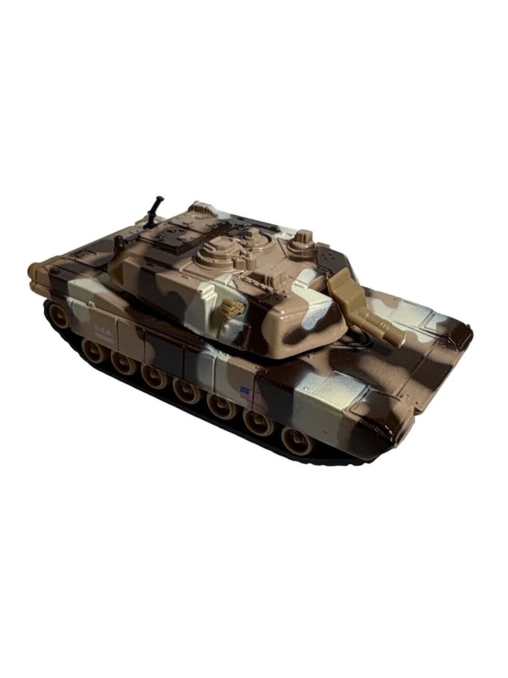 Diecast Military Tank Toy Camouflage & U.S. Flag Decal Diecast Plastic 4"